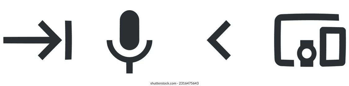 Set of 4 icons Hardware. Modern thin line icons. Outline isolated signs. Linear icons set. Big UI icon set in a flat design. UI and UX