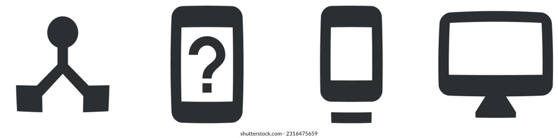 Conjunto de 4 iconos Hardware. Iconos modernos de línea delgada. Simple Set. Conjunto de símbolos lineales. Un gran icono de interfaz de usuario en un diseño plano. UI y UX