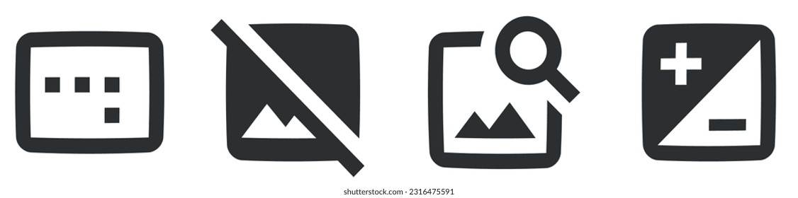 Set of 4 icons Image. Line icons collection. Set Quality icon. Linear icons set. Big UI icon set in a flat design. UX UI