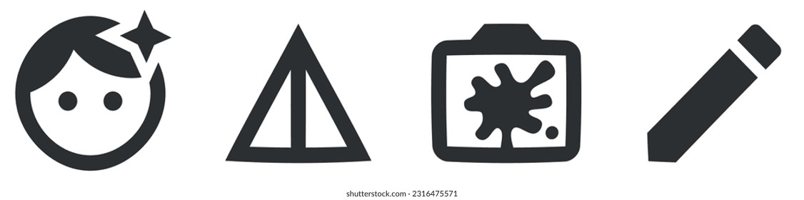 Conjunto de 4 iconos Imagen. Un conjunto de iconos vectoriales. Icono de Establecer calidad. para móviles y web. Paquete de iconos finos rellenos. UI de usuario
