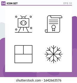 Set of 4 icons in Line style. Creative Outline Symbols for Website Design and Mobile Apps. Simple Line Icon Sign Isolated on White Background. 4 Icons.
