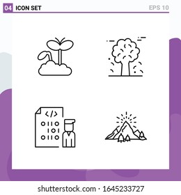 Set of 4 icons in Line style. Creative Outline Symbols for Website Design and Mobile Apps. Simple Line Icon Sign Isolated on White Background. 4 Icons.