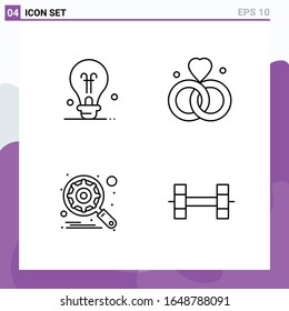 Set of 4 icons in Line style. Creative Outline Symbols for Website Design and Mobile Apps. Simple Line Icon Sign Isolated on White Background. 4 Icons.