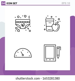 Set of 4 icons in Line style. Creative Outline Symbols for Website Design and Mobile Apps. Simple Line Icon Sign Isolated on White Background. 4 Icons.