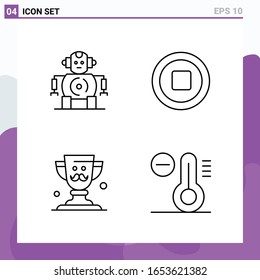 Set of 4 icons in Line style. Creative Outline Symbols for Website Design and Mobile Apps. Simple Line Icon Sign Isolated on White Background. 4 Icons.