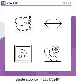 Set of 4 icons in Line style. Creative Outline Symbols for Website Design and Mobile Apps. Simple Line Icon Sign Isolated on White Background. 4 Icons.