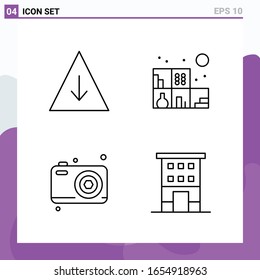 Set of 4 icons in Line style. Creative Outline Symbols for Website Design and Mobile Apps. Simple Line Icon Sign Isolated on White Background. 4 Icons.