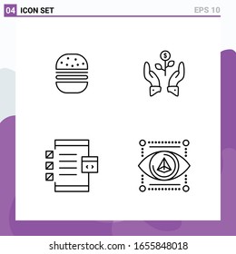 Set of 4 icons in Line style. Creative Outline Symbols for Website Design and Mobile Apps. Simple Line Icon Sign Isolated on White Background. 4 Icons.