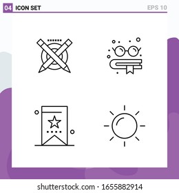 Set of 4 icons in Line style. Creative Outline Symbols for Website Design and Mobile Apps. Simple Line Icon Sign Isolated on White Background. 4 Icons.