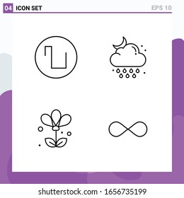 Conjunto de 4 iconos en estilo Línea. Símbolos de esquema creativo para diseño de sitio web y aplicaciones móviles. Signo de icono de línea simple aislado en fondo blanco. 4 Iconos.