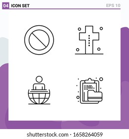 Set of 4 icons in Line style. Creative Outline Symbols for Website Design and Mobile Apps. Simple Line Icon Sign Isolated on White Background. 4 Icons.