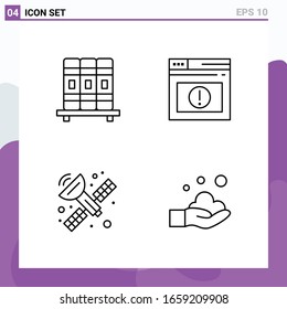 Satz von 4 Symbolen im Zeilenstil. Kreative Symbole für Website-Design und mobile Apps. Einfaches Symbol für eine Linie einzeln auf weißem Hintergrund.4 Symbole.