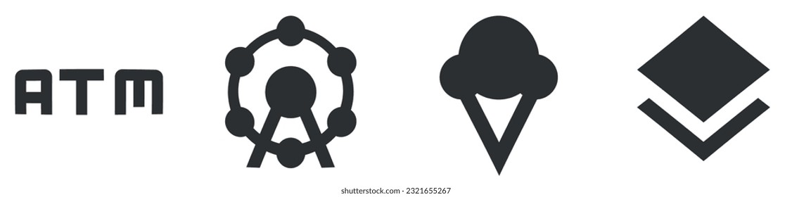 Juego de 4 mapas de iconos. Iconos modernos de línea delgada. Icono de Establecer calidad. para móviles y web. Un gran icono de interfaz de usuario en un diseño plano. UI de usuario