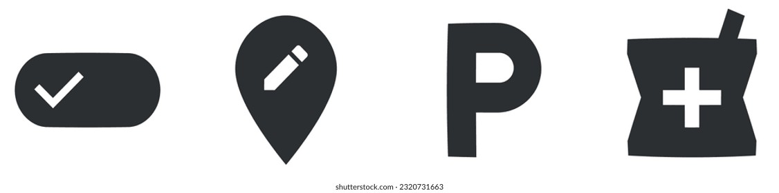 Set of 4 icons Maps. Vector illustration of thin line icons. modern trend in the style. Linear icons set. Big UI icon set in a flat design. UX UI