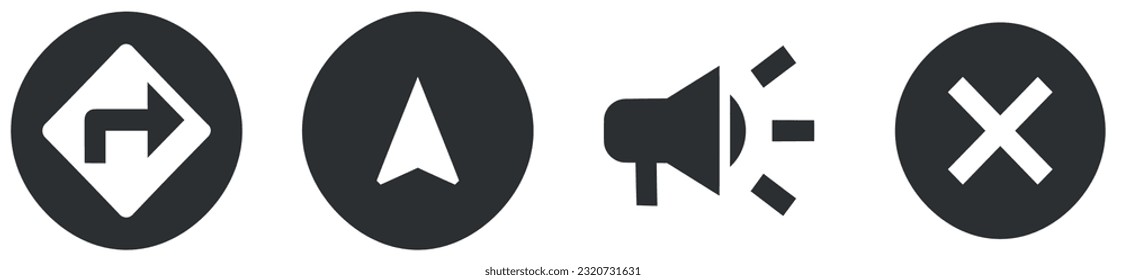 Set of 4 icons Navigation. Creative business solutions icon set. Outline isolated signs. for mobile and web. Thin filled icons pack. UX UI