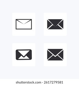 Set of 4 icons related to email. Email envelope icon vector illustration