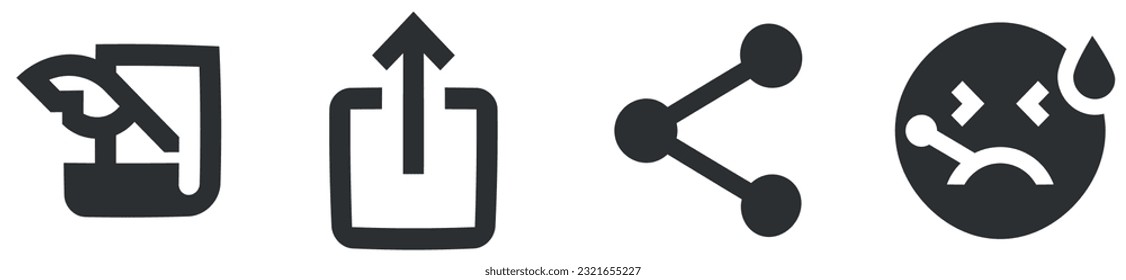 Set of 4 icons Social Network. Line icons collection. Set Quality icon. for mobile and web. Thin filled icons pack. UX UI
