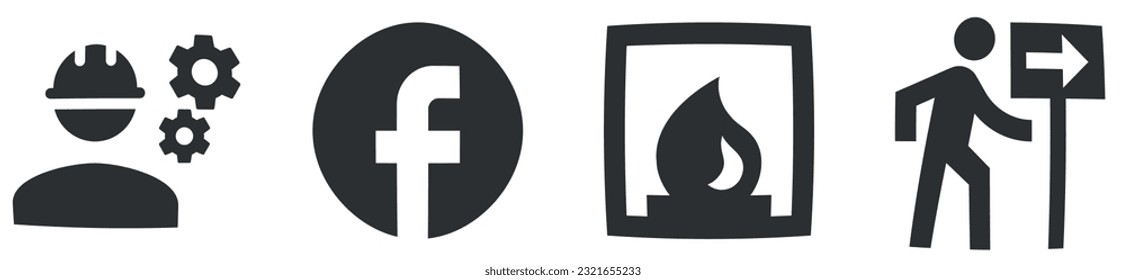 Conjunto de 4 iconos Red Social. Colección de iconos de línea. Contorno a signos aislados. Conjunto de símbolos lineales. Un gran icono de interfaz de usuario en un diseño plano. Ilustración del vector