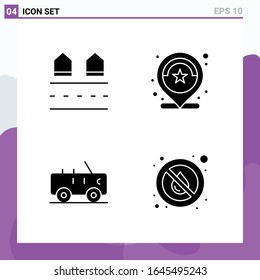 Set of 4 icons in solid style. Creative Glyph Symbols for Website Design and Mobile Apps. Simple Solid Icon Sign Isolated on White Background. 4 Icons.