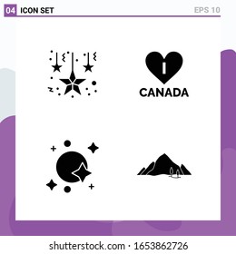 Set of 4 icons in solid style. Creative Glyph Symbols for Website Design and Mobile Apps. Simple Solid Icon Sign Isolated on White Background. 4 Icons.