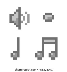 Set of 4 Icons. Speaker and notes - Isolated Vector Illustration