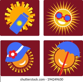 set of 4 icons of sun protection
