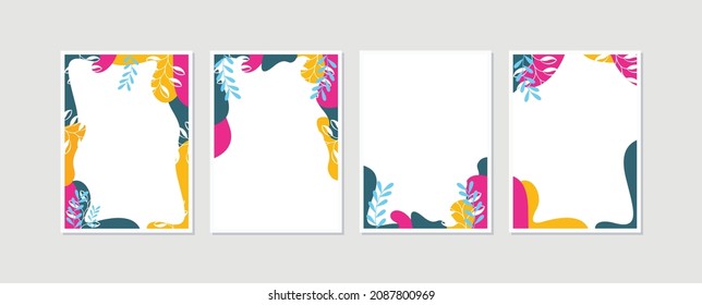 Set 4 Illustrationen botanische abstrakte Wandkunst Vektorgrafik Sammlung. Natürliche Pflanzenart Design für Druck, Deckel, Tapete. Vektor EPS10 Print.