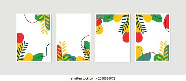 Set 4 illustration botanical abstract wall arts vector collection. Natural plant Art design for print, cover, wallpaper. Vector EPS 10 print.