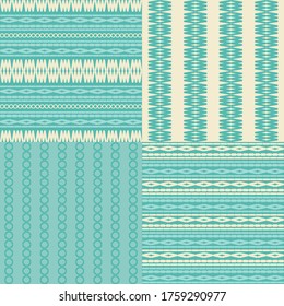 A set of 4 images. Seamless background with stitch embroidery. Ethnic pattern. Vector illustration for web design or print.