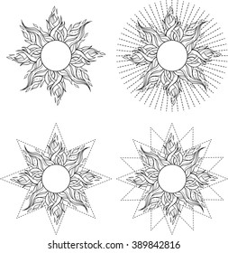 set of 4 images of sun in celtic style 
