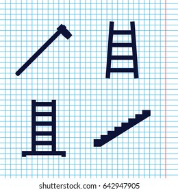 Set of 4 improvement filled icons such as ladder, stairs