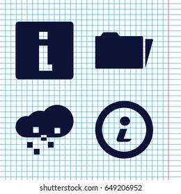 Set of 4 info filled icons such as folder, info