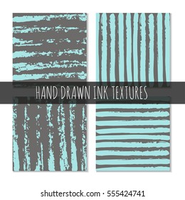 Set of 4 Ink hand drawn pattern, texture. Can be used for wallpaper, background, scrapbook, party decoration, t-shirt design, card, print, poster, invitation, packaging and so on.