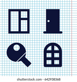 Set of 4 inside filled icons such as window, door