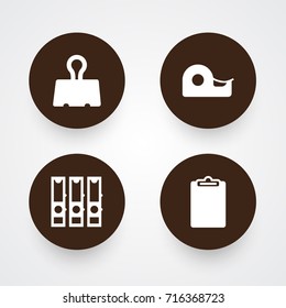 Set Of 4 Instruments Icons Set.Collection Of Binder, Sticky, Information And Other Elements.