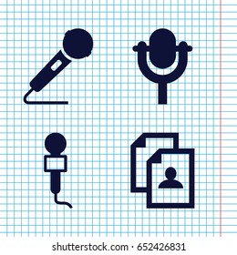 Set of 4 interview filled icons such as resume