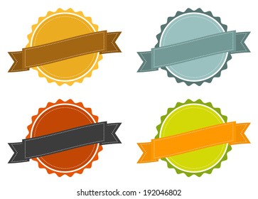 Set of 4 isolated badges in vintage colors
