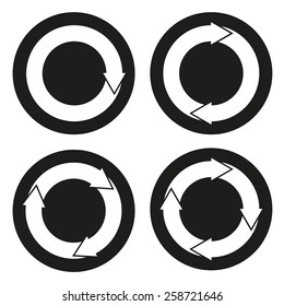 Set of 4 isolated buttons / icons with rounded arrows
