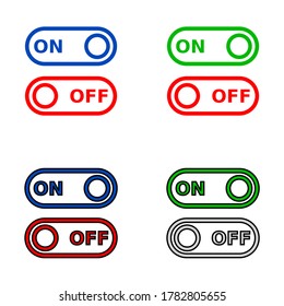 Set of 4 isolated colorful on - off switches