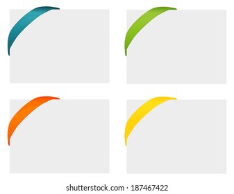 Set of 4 isolated colorful rubber styled bands for corners