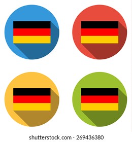 Set of 4 isolated flat colorful buttons (icons) with flag of GERMANY