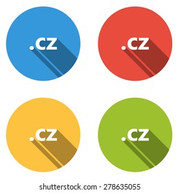 Set of 4 isolated flat colorful buttons (icons) for .cz domain