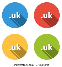 Set of 4 isolated flat colorful buttons (icons) for .uk domain