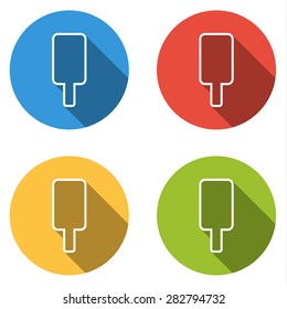 Set of 4 isolated flat colorful buttons (icons) for ice cream lolly (silhouette)