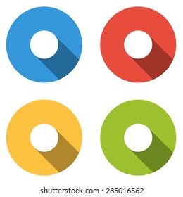 Set of 4 isolated flat colorful buttons (icons) for record (part of media player icon set)