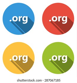 Set of 4 isolated flat colorful buttons (icons) for .org domain name (organization)
