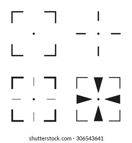 Set of 4 isolated square black crosshairs