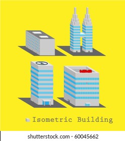 Set of 4 Isometric vector building
