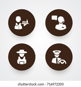 Set Of 4 Job Icons Set.Collection Of Producer, Driver, Rancher And Other Elements.