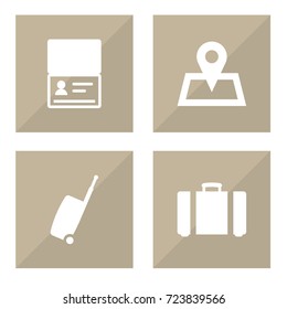 Set Of 4 Journey Icons Set.Collection Of Suitcase, Citizenship, Location And Other Elements.